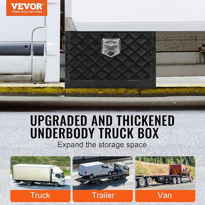 VEVOR Underbody Truck Box, 24" x 17" x 18", Heavy Duty Aluminum Diamond Plate Tool Box with Lock and Keys, Waterproof Trailer Storage Box with T-Handle Latch for Truck, Van, Trailer