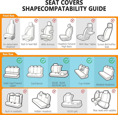 Car Seat Covers, Luxury Breathable Waterproof Faux Leatherette Car Seat Covers Cushion Protectors with Lumbar Support, Car Seat Cushion, Universal Fit Most Cars (Black, Front Seats - 2 PCS)
