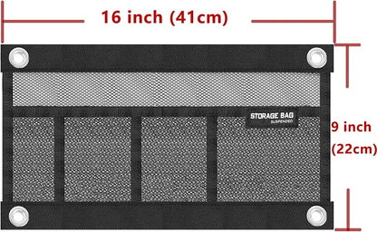 Mesh Storage Bag Kayak Storage Compartments Set Attaches to Kayak Seat,Boat Suspended Storage Organizer with 4 pcs Elastic Ring (16 INCH-4Pockets)
