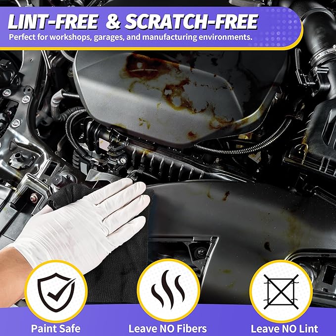 Microfiber Cleaning Cloth, 150 Pack Black Cleaning Rags Microfiber Towel Bulk Absorbent Lint-Free Wash Cloths, All-Purpose Towels for Cars, Shop, Automotive, Garage, Home & Kitchen