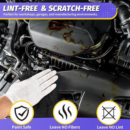 Microfiber Cleaning Cloth, 150 Pack Black Cleaning Rags Microfiber Towel Bulk Absorbent Lint-Free Wash Cloths, All-Purpose Towels for Cars, Shop, Automotive, Garage, Home & Kitchen
