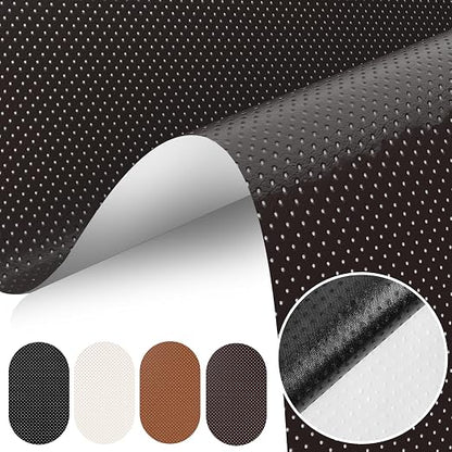 JuCheng Breathable Perforated Self-Adhesive Leather Repair Patch for Furniture, Couches, Car Seats, Office Chairs Faux Leather & Vinyl Repair Kit (Dark Brown, 20x120inch)