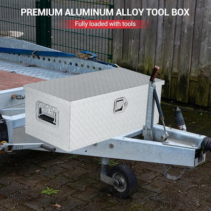 Garvee 30 Inch Truck Bed Tool Box, Heavy Duty Aluminum Pickup Tool Chest with Sliding Shelf, Waterproof & Rust-Resistant Storage Organizer for Truck, RV, Trailer