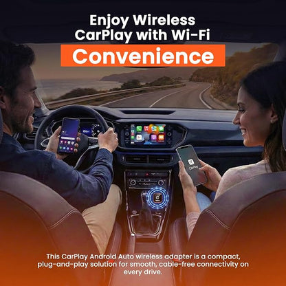 TORVO Mini Wireless CarPlay Adapter for Car Wireless Android Auto, Plug & Play USB-A/USB-C, 5GHz WiFi, OTA Update, CarPlay Adapter for iPhone, Wireless Car Play Dongle Compatible with 99% Cars