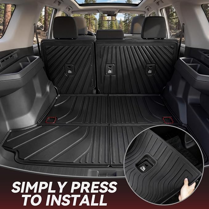 YITAMOTOR Floor Mats Set Fit for Toyota 4Runner 2025 2026 5-Seats(Fits Gas,Not Fit Hybrid) with Trunk mat &Backrest mat, All Weather TPE Custom Fit Liner for 4 Runner SR5/TRD/Limited 6th gen Car Mats