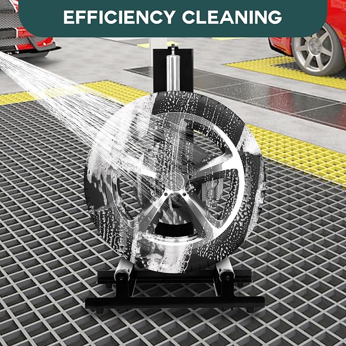 biosp Rolling Wheel Detailing Stand, Heavy Duty Polishes Wheel Cleaning Stand for Ceramic Coating, Applying Tire Shine & Car Wheel Wash fo Auto Repair Shop Garage
