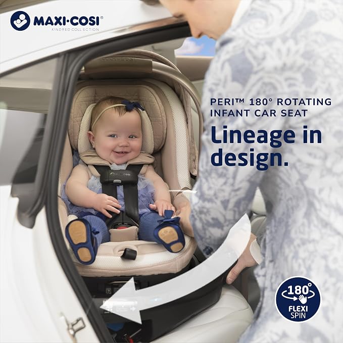 Maxi-Cosi Peri 180 Rotating Infant Car Seat, Baby Car Seat Rotating Carseat, Natural Heritage