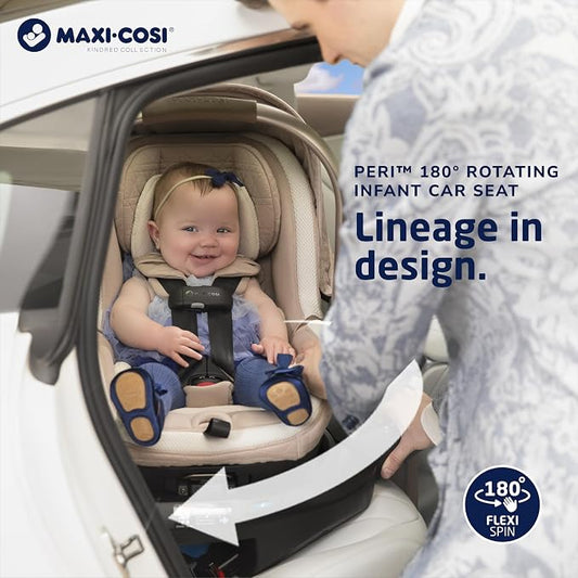 Maxi-Cosi Peri 180 Rotating Infant Car Seat, Baby Car Seat Rotating Carseat, Natural Heritage
