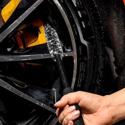 Car Wheel Rim Brush Kit, Woolies Wheel Brush, Car Cleaning Brush Fiber Rod, Steel Ring Fiber Cleaning Brush, Long Non-Slip Handle Clean Brush, Great to Clean Car Wheel Rim