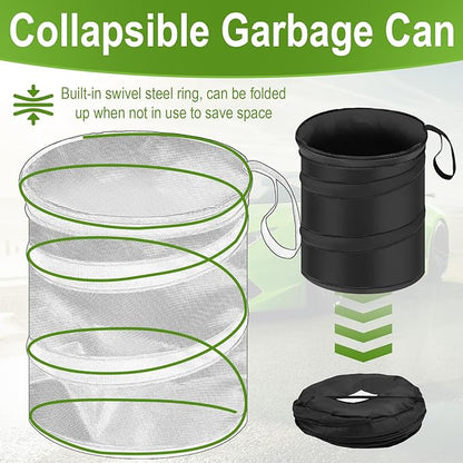 ecocstm 2 PCS Car Trash Can, Collapsible Pop-up Car Garbages Can, Car Accessories Portable Garbage Bin with Elastic Band, Waterproof Small Garbage Can for Back Seat Front Seat, for Outdoor Traveling