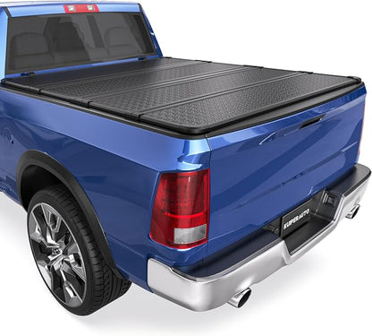 KUIPERAUTO 5.7FT Hard Quad Truck Tonneau Cover Compatible with 2009-2026 Dodge Ram 1500 Inclu. Classic & New Body (w/o Ram Box) 5.7 FT Bed On Top 67.4 inch Aluminum Bed Cover