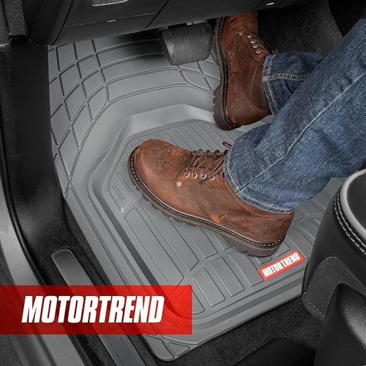Motor Trend FlexTough Defender Floor Mats for Cars & TrunkShield Trunk Mat Set, Next-Gen Deep Dish Heavy Duty All Weather, Rubber Car Floor Mat Set for Auto Truck Van SUV