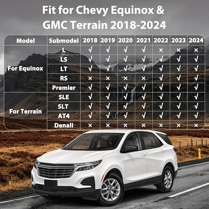 Floor Mats & Cargo Liner for Chevy Equinox 2024 2023 2022 2021 2020 2019 2018, for GMC Terrain Floor Mats 2018-2024, All Weather TPE Floor Liners Custom Fit Equinox Heavy Duty Mats Accessories Black