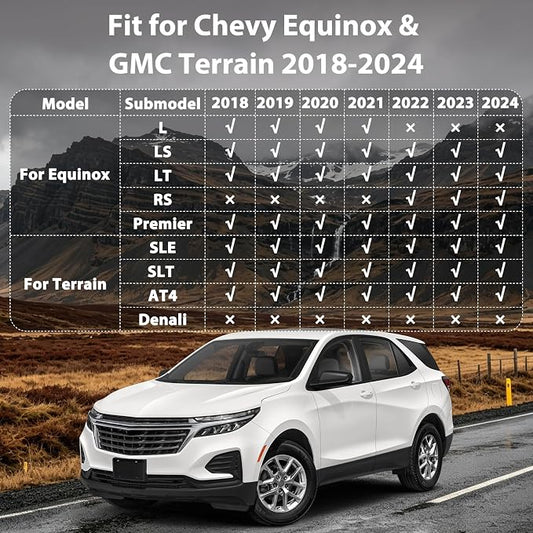 Floor Mats & Cargo Liner for Chevy Equinox 2024 2023 2022 2021 2020 2019 2018, for GMC Terrain Floor Mats 2018-2024, All Weather TPE Floor Liners Custom Fit Equinox Heavy Duty Mats Accessories Black