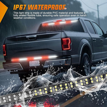 Nilight 48 Inch Truck Tailgate Strobe Light Strip Tail Emergency Bar Rear Window Warning Lamp Ultra-Bright Double Row 288 LED for Pickup Trailers Construction Vehicles Car SUV, Red White
