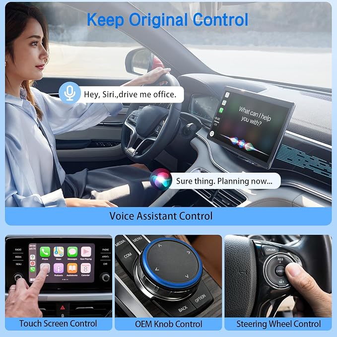 Mini Wireless Carplay Adapter, Convert Wired to Wireless Car Play & Android Auto 2-in-1 Adapter for Apple iPhone & Android Phone, Plug & Play, Auto Connect, No Delay, w/USB C for iOS 10+ Android11+