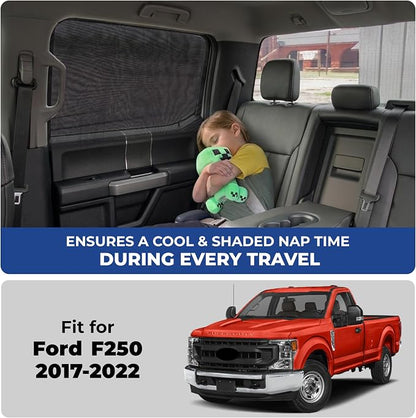 EcoNour Car Window Screen for Ford F- 250 (2017-2022) 2 Pack | Breathable Mesh Camping Window Covers | 100% Protection from Bugs, Mosquito & UV | Baby Safe Privacy Blackout Net | Car Accessories