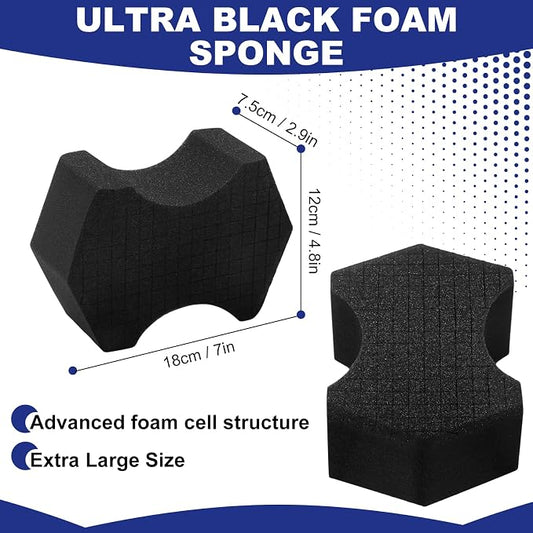 2 Pcs Ultra Black Car Wash Sponge Cross Cut Design Softer Feel Black Foam Sponge for Soap and Rinseless Washes, Car Detailing and Washing