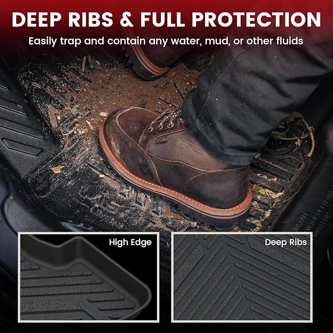 LASFIT Floor Mats & Cargo Mats for Volkswagen Jetta & Jetta GLI 2025 2024 2023 2022 2021 2020 2019, All Weather TPE Custom Fit Floor Liners for VW Jetta 1st & 2nd Row Car Mats & Trunk Mats, Black