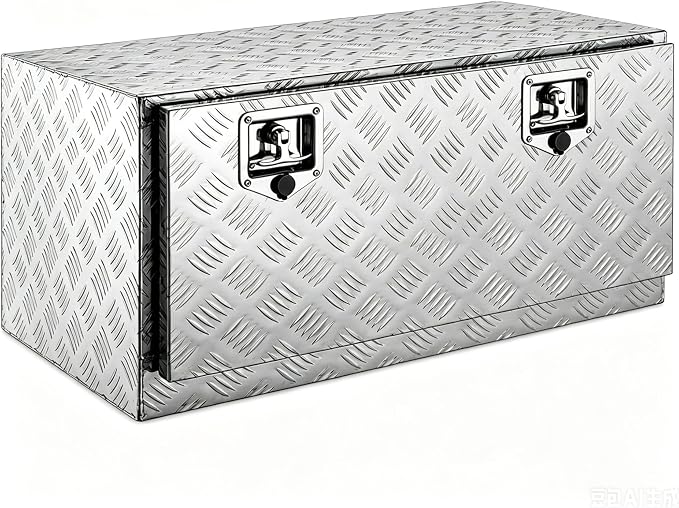 30“L x 17" W x 18" H Aluminum Underbody Truck Toolbox with Lock | Waterproof Square Truck Storage Organizer Chest for Pick Up Truck Bed, RV Trailer, Van, Black Tool Box