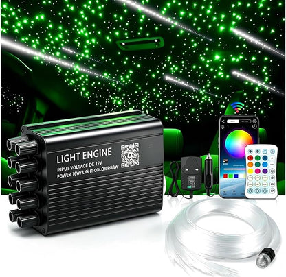 Meteor Twinkle Starlight Headliner Light with 750 pcs 6.5ft 0.03in,16W LED Fiber Optic Star Ceiling Kit APP/Remote Control Music Sync Shooting Star Effect for Car/Home Cinema/Childrens' Room