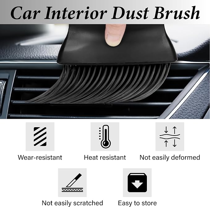 Car Interior Brush, Automotive Interior Dusting Brush, Car Accessories Interior Cleaning Brush,Detailing Brush Dusting for Car Interior, Dashboard, Air Conditioner Vents, Leather, Computer (Black)