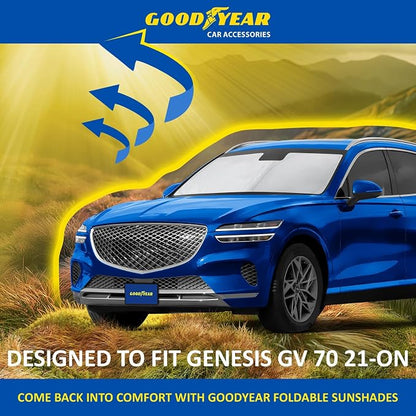 Goodyear Foldable Windshield Sunshade for Genesis GV 70 2021-2026, SUV car Accessories, Sunshade Cover, Sun Shade Car Windshield, Window Sun Blocker - GY008374