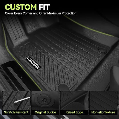 Tongama-Floor Mats for 2027 Kia Telluride 7 Seats with Bucket Seat(Only Gas), All Weather TPE Trunk Mat with Backrest Mat & 2nd Row Backrest Mats & Cargo Net for Kia Telluride Floor Liner Accessories