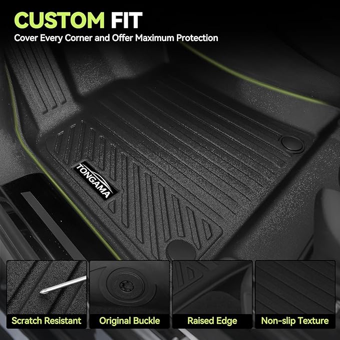 Tongama-Floor Mats for 2021-2026 Kia Sorento PHEV & Hybrid 7 Seats/Bench Seat, All Weather TPE Trunk Mat with Backrest Mat & 2nd Row Backrest Mats & Cargo Net & Door Sill Guards