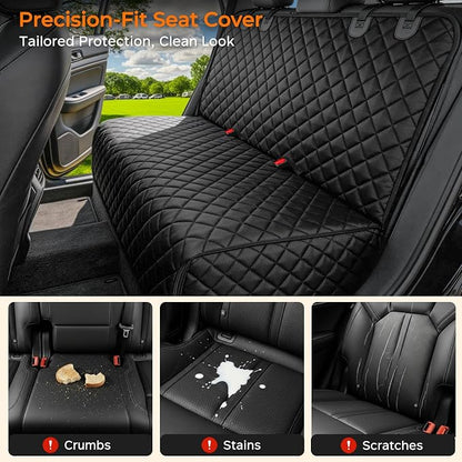 URPOWER Dog Car Seat Cover for Back Seat - Waterproof Non-Slip Car Seat Protector for Dogs Pet, Scratchproof Back Bench Seat Covers for Mid-Size Cars, Mid-Size SUVs, Black