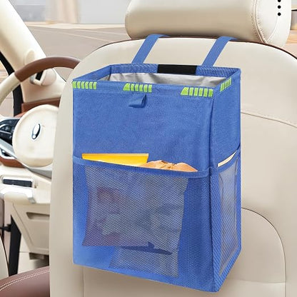 Homelove Hanging Car Trash Can with 4 Storage Pockets, Waterproof Leakproof Oxford Auto Garbage Bag, Adjustable Garbage Bag, Foldable Car Trash Bin Fit for Truck, SUV, Home, Office