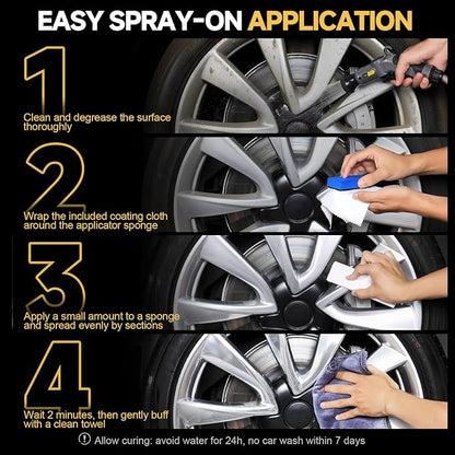 toretark Ceramic Tire & Wheel Coating, Tire Shine, Durable Black Wet Tire, 16 fl oz, Wheel Rim Ceramic Coating 30ml, Advanced Hydrophobic Shield Repels Brake Dust & Stains