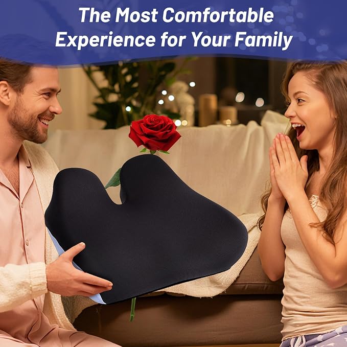 Extra Large Seat Cushion for Tailbone Pain Relief, Ergonomic Office Chair Cushion, Memory Foam Coccyx Cushion, Relief Sciatica and Back Support, Orthopedic Pillow