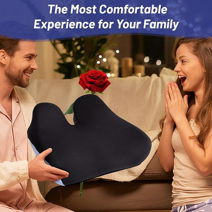 Extra Large Seat Cushion for Tailbone Pain Relief, Ergonomic Office Chair Cushion, Memory Foam Coccyx Cushion, Relief Sciatica and Back Support, Orthopedic Pillow