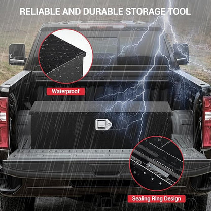 GarveeTech 39 in Aluminum Truck Tool Box, Truck Bed Storage Box with Security Lock and Wider Handles, Heavy Duty Waterproof Tool Box Organizer Chest for Pick Up Truck Rv Trailer - Black