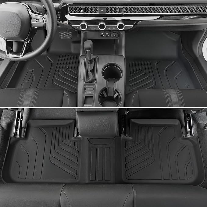 Floor Mats for Honda Civic Sedan 2022-2026/Acura Integra 2023-2026, All Weather Floor Mats Trunk Cargo Liner and Door Sill Guards Accessories, Full Coverage Set (Gas Only, Not fit Manual)