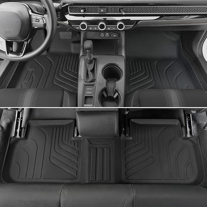 Floor Mats for Honda Civic Sedan 2022-2026/Acura Integra 2023-2026, All Weather Floor Mats Trunk Cargo Liner and Door Sill Guards Accessories, Full Coverage Set (Gas Only, Not fit Manual)