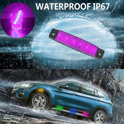 10 Pcs Purple LED Rock Strip Lights,Wheel Well Underglow Lighting Kits,Car Rock Lights Exterior Side Marker Lights for Wrangler Truck Golf Cart RV RV SUV Offroad