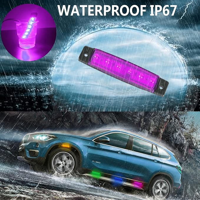 20 Pcs Purple LED Rock Strip Lights,Wheel Well Underglow Lighting Kits,Car Rock Lights Exterior Side Marker Lights for Wrangler Truck Golf Cart RV RV SUV Offroad