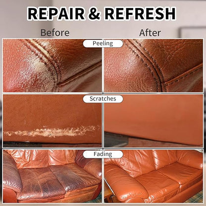 SHADAIWUYU 8.5oz Leather Recoloring Balm with 100ml Mink Oil,Light Brown Leather Repair kit for Furniture and Car Interior,Leather Couch Scratch Repair,Leather Dye Paint,Mink Oil for Leather