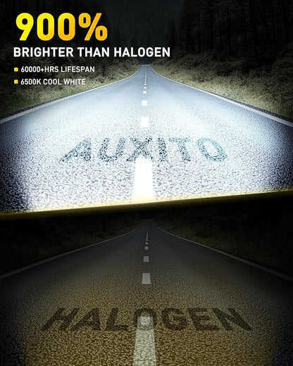 AUXITO H7/H7ll Bulbs, 44,000LM 900% Super Brighter, 6500K Cool White, 1:1 Mini Halogen Size H7/H7ll Fog Lights with Cooling Fan, Plug and Play, Pack of 2