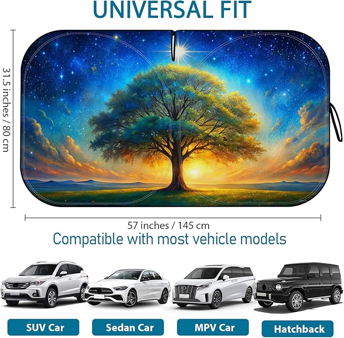Car Windshield Sun Shade, Folding Car Shades for Front Windows UV Rays Sun Cover Shade, Keeps Your Vehicle Cool
