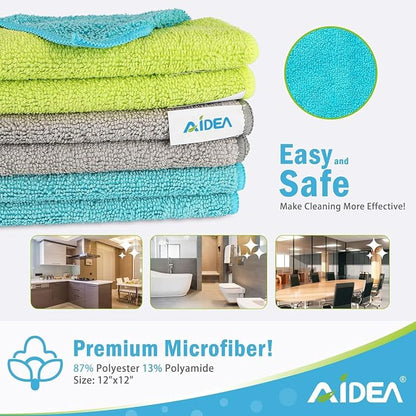 AIDEA Microfiber Cleaning Cloth-600PK, Soft Microfiber Towels for Cars, Absorbent Cleaning Rags, Lint-Free Streak-Free Wash Cloths for House, Kitchen, Window(12in.x12in)