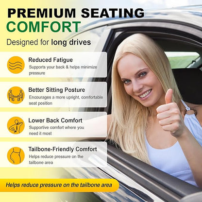 kingphenix 3-Piece Car Seat Cushion Set, 1.2inch Memory Foam Comfort, 2 Front Automotive Seat Cushions + Rear Bench Cushion, Non-Slip Bottom, Fits Sedan SUV Truck Van, Car & Office Chair, Black