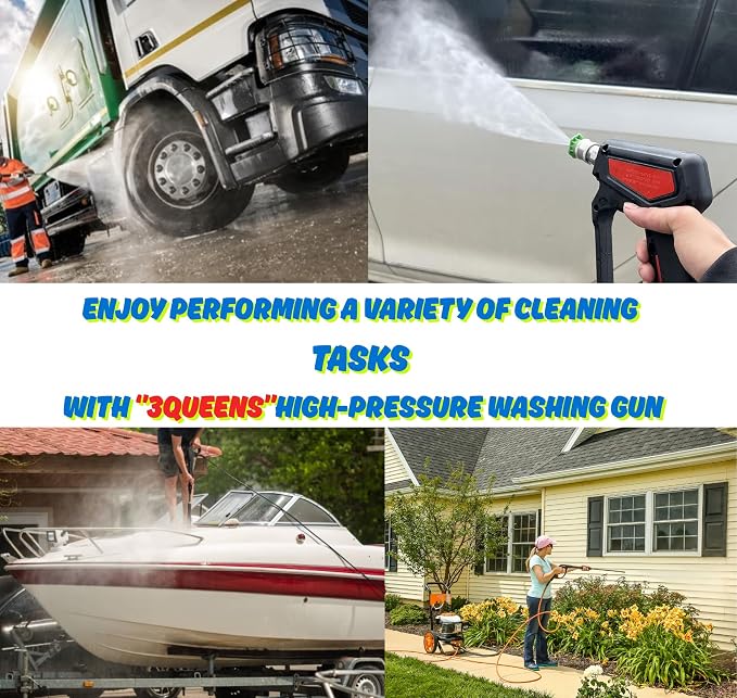 Short Pressure Washer Gun 5000 PSI, Heavy Duty Power Washer Trigger with 5 Nozzles, M22 & 1/4 Quick Connect, Foam Cannon Compatible for Car Wash & Patio Cleaning