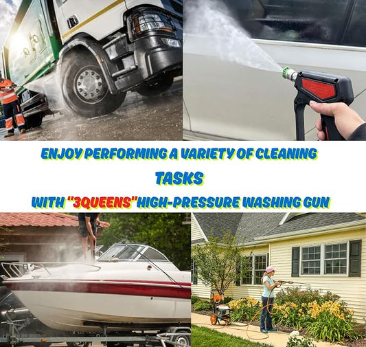 Short Pressure Washer Gun 5000 PSI, Heavy Duty Power Washer Trigger with 5 Nozzles, M22 & 1/4 Quick Connect, Foam Cannon Compatible for Car Wash & Patio Cleaning