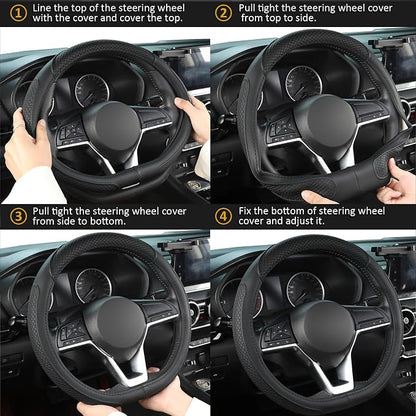 West Llama Customized Auto Car Steering Wheel Cover for Nissan,D Shaped Steering Wheel Cover for Rogue,Altima,Kicks (D-Shaped-Black)