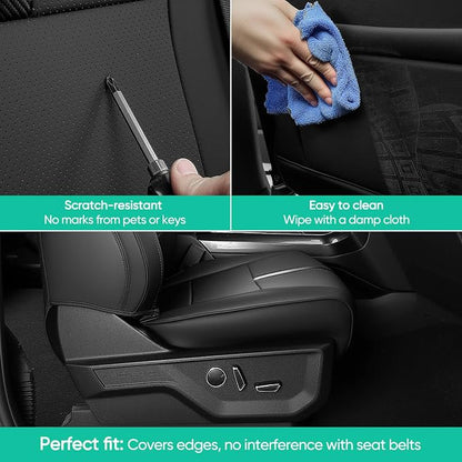 for Ford F150 Seat Covers 2015-2023 2024 2025 2026 (Only Front Seat Covers), Leather Pickup Truck Seat Covers Custom Fit for F-150 XL XLT (Not for Regular Cab) Waterproof Car Accessories Black