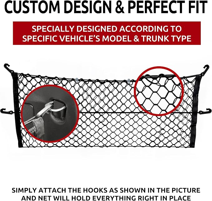 Envelope Style Trunk Mesh Cargo Net for Chevrolet Equinox 2010-2024 - Car Accessories - Premium Trunk Organizers and Storage - Cargo Net for SUV - Vehicle Carrier Organizer for Chevrolet Equinox