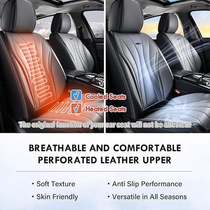 Coverado Front Seat Covers, 2 Pack Leather Seat Cover for Cars, Waterproof Seat Covers, Front Seat Car Seat Protectors, Driver Car Seat Cushions Universal Fit for Most Vehicles, Black&Gray